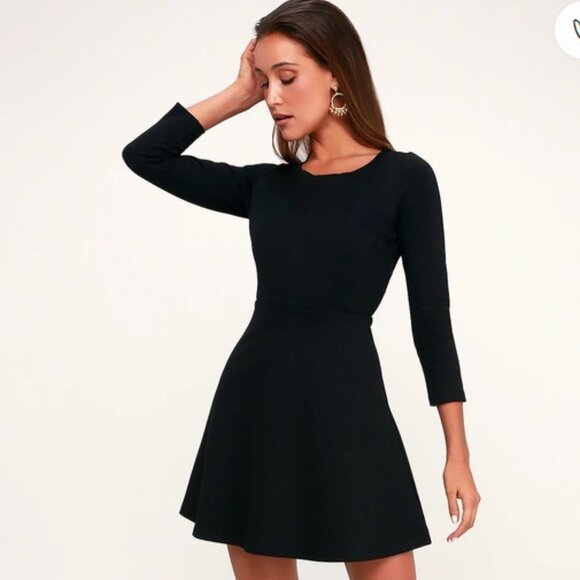 Lulu's Felicity Black Backless Lace Skater Dress Size: S New! - Picture 1 of 14